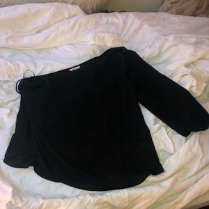 Women’s long sleeve, one shoulder top.